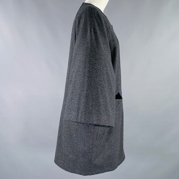 DRIES VAN NOTEN Size S Grey Wool Cashmere Collarless Zip Up Coat - Picture 3 of 6